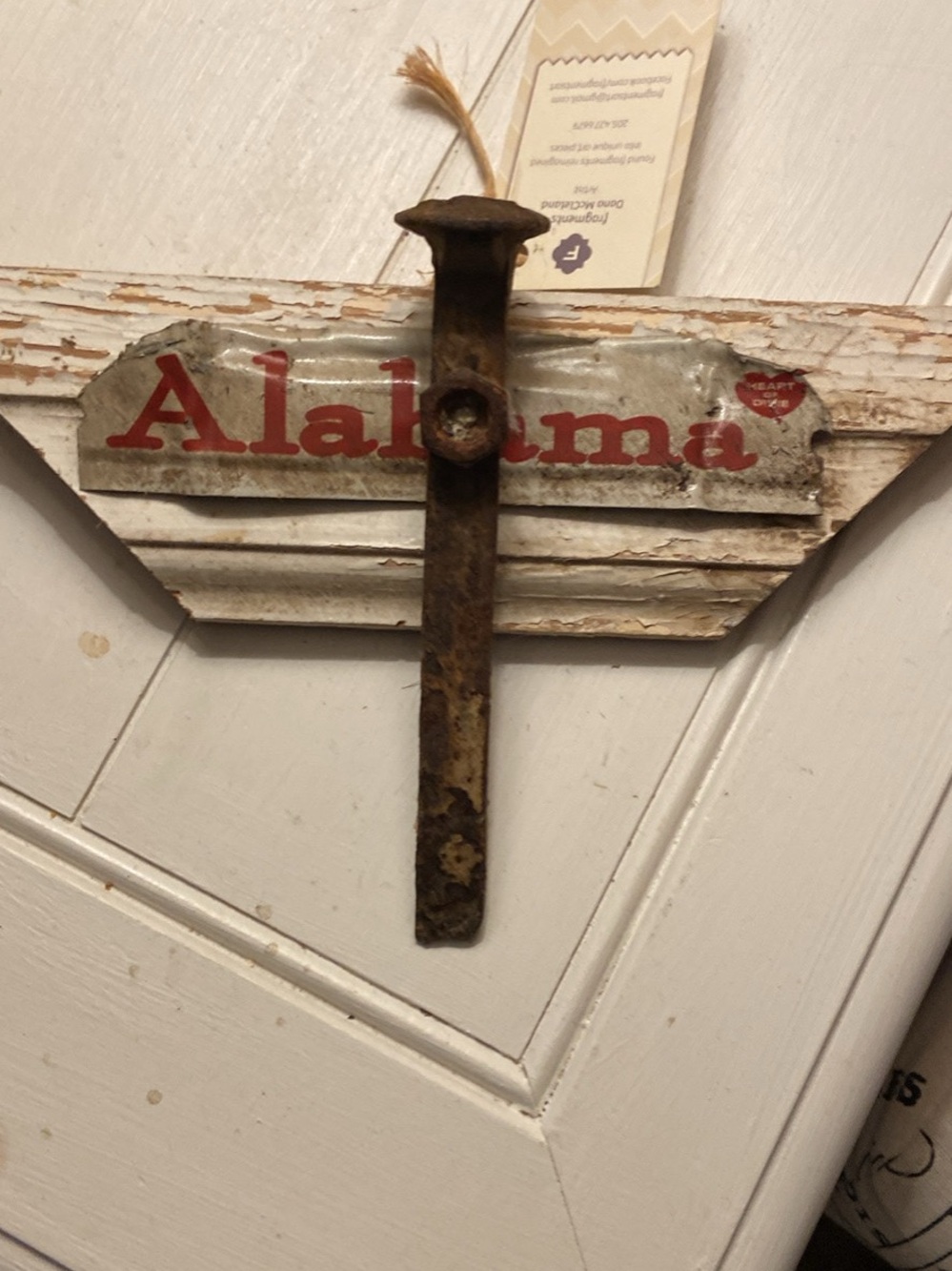 Alabama Metal Wall Hook Sign - Red Lettering